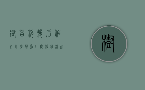 树苗移栽后假死怎么办（为什么移苗移死了）