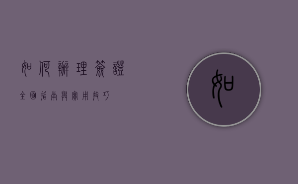 如何办理签证，全面指南与实用技巧