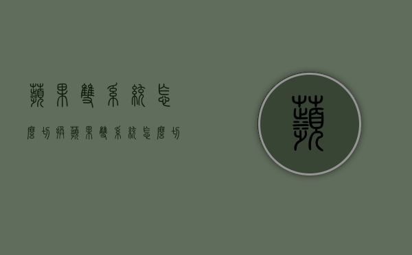 苹果双系统怎么切换（苹果双系统怎么切换苹果系统）