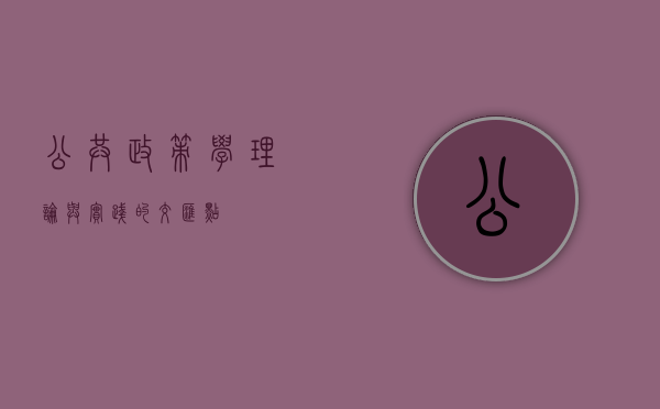 公共政策学，理论与实践的交汇点
