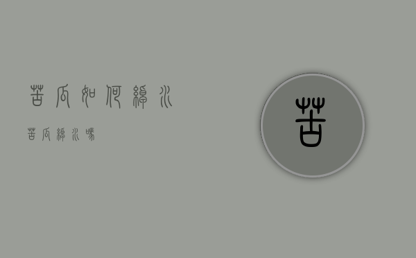苦瓜如何绰水（苦瓜绰水吗）