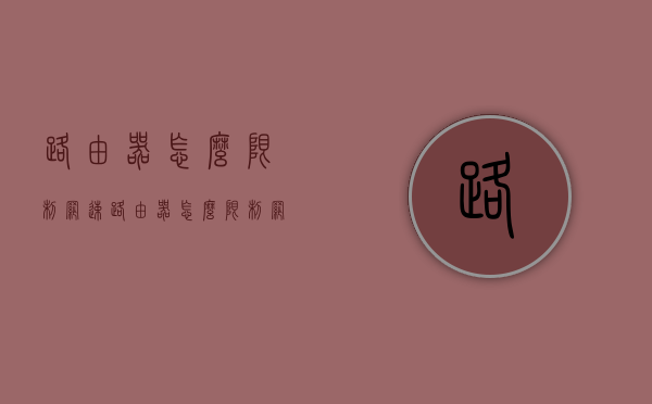 路由器怎么限制网速（路由器怎么限制网速?）