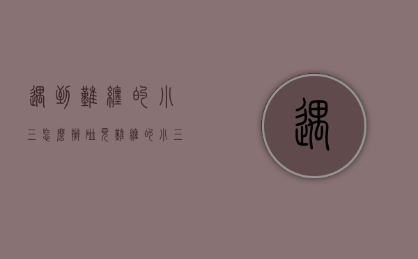 遇到难缠的小三怎么办（碰见难缠的小三怎么办）