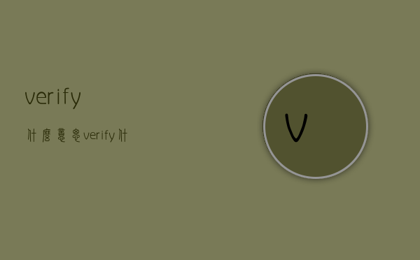 verify什么意思（verify什么意思呢）